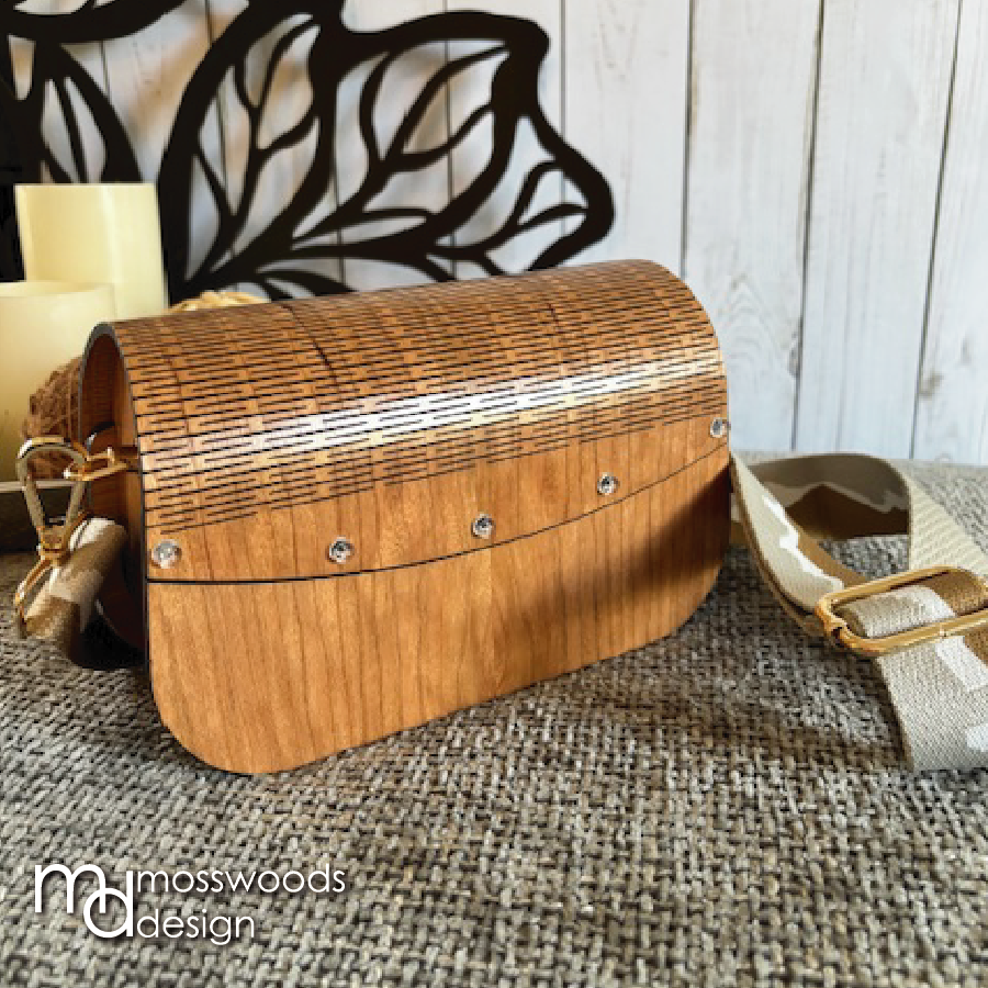 Wood Purse - Cherry with Canvas Strap