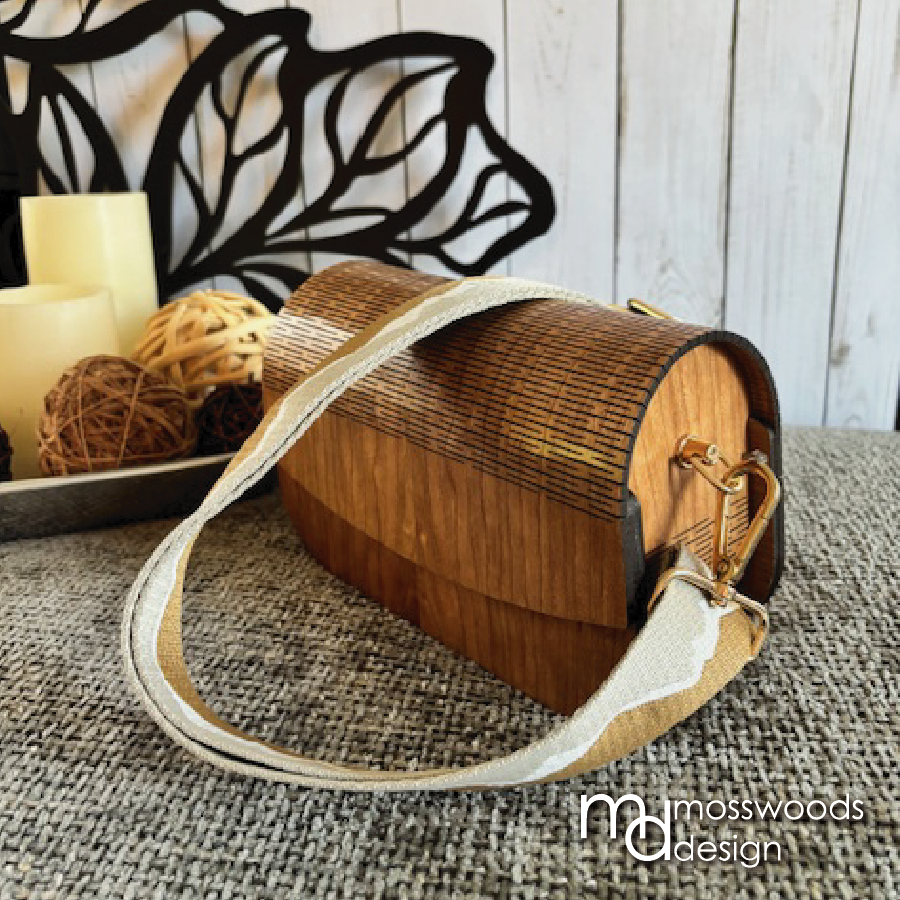 Wood Purse - Cherry with Canvas Strap