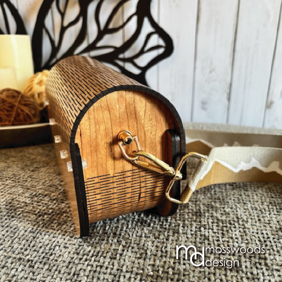 Wood Purse - Cherry with Canvas Strap