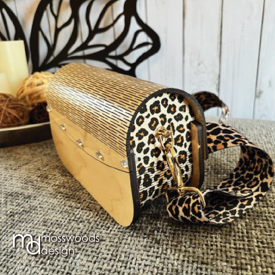 Wood Purse - Maple with Leopard Print