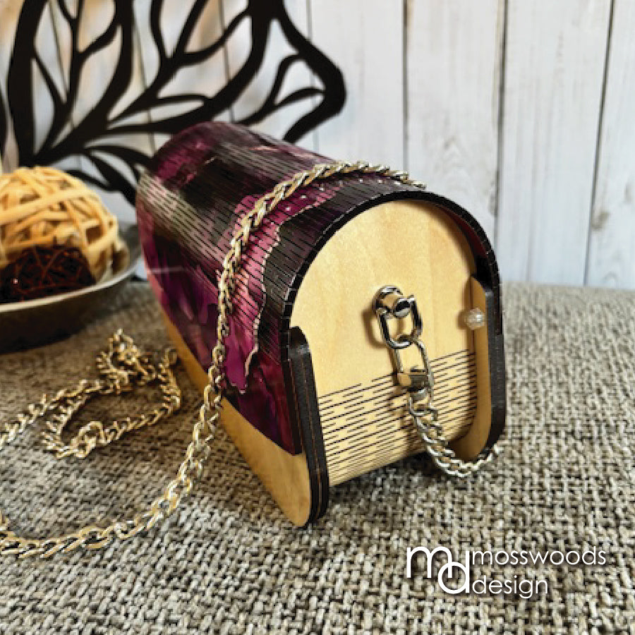 Wood Purse - Maple with Purple Watercolor