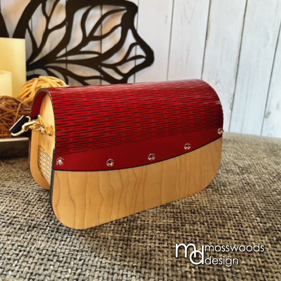 Wood Purse - Maple with Red