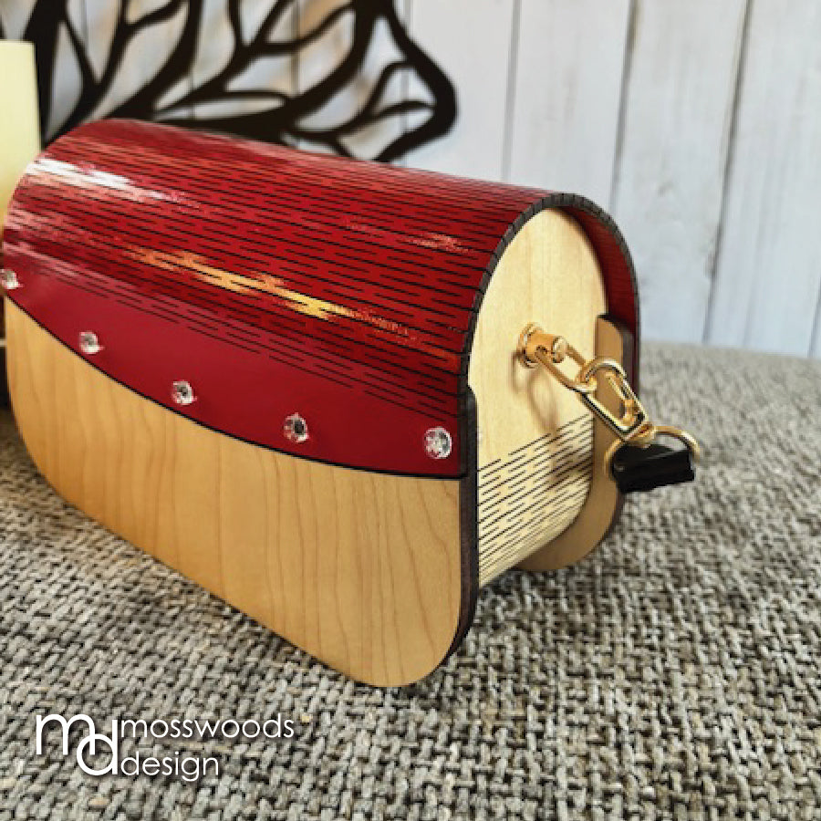 Wood Purse - Maple with Red