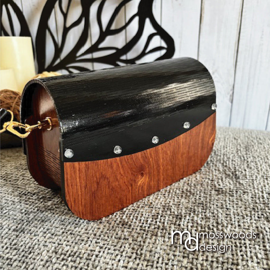 Wood Purse - Mahogany with Black