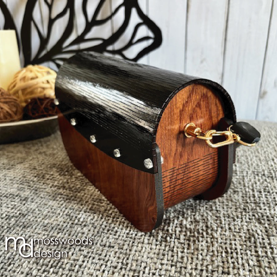 Wood Purse - Mahogany with Black