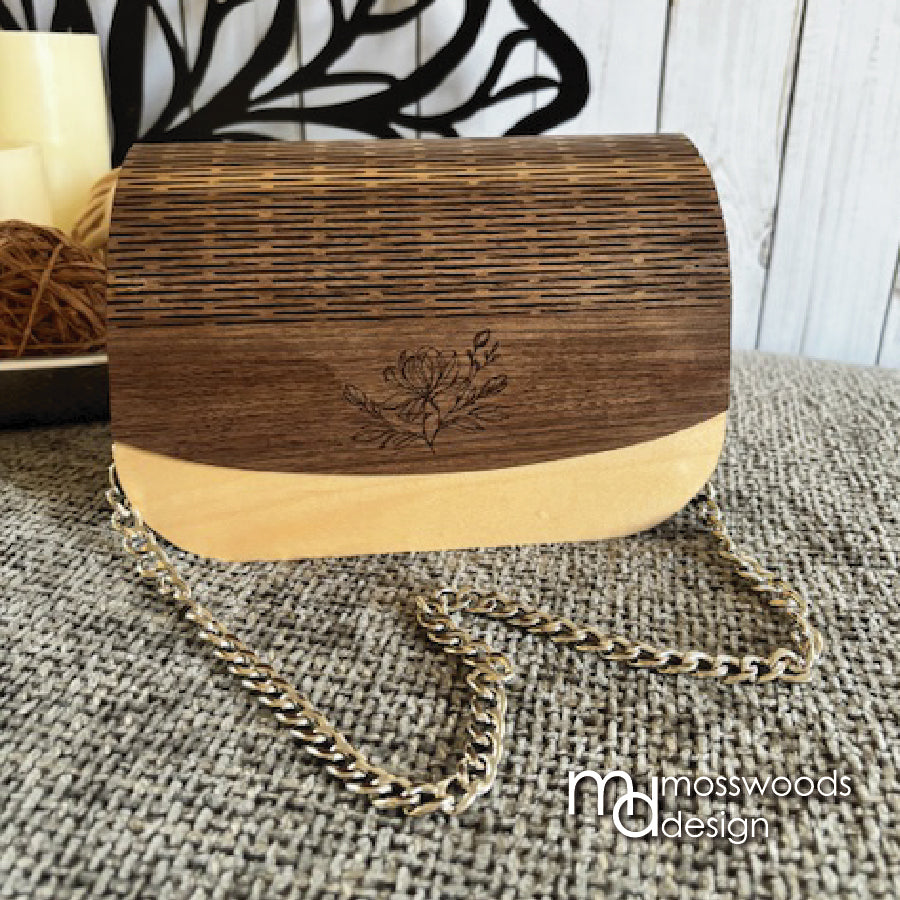 Wood Purse - Maple with Engraved Walnut