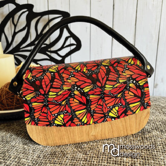 Wood Purse - Cherry with Butterflies