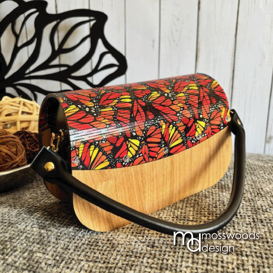 Wood Purse - Cherry with Butterflies