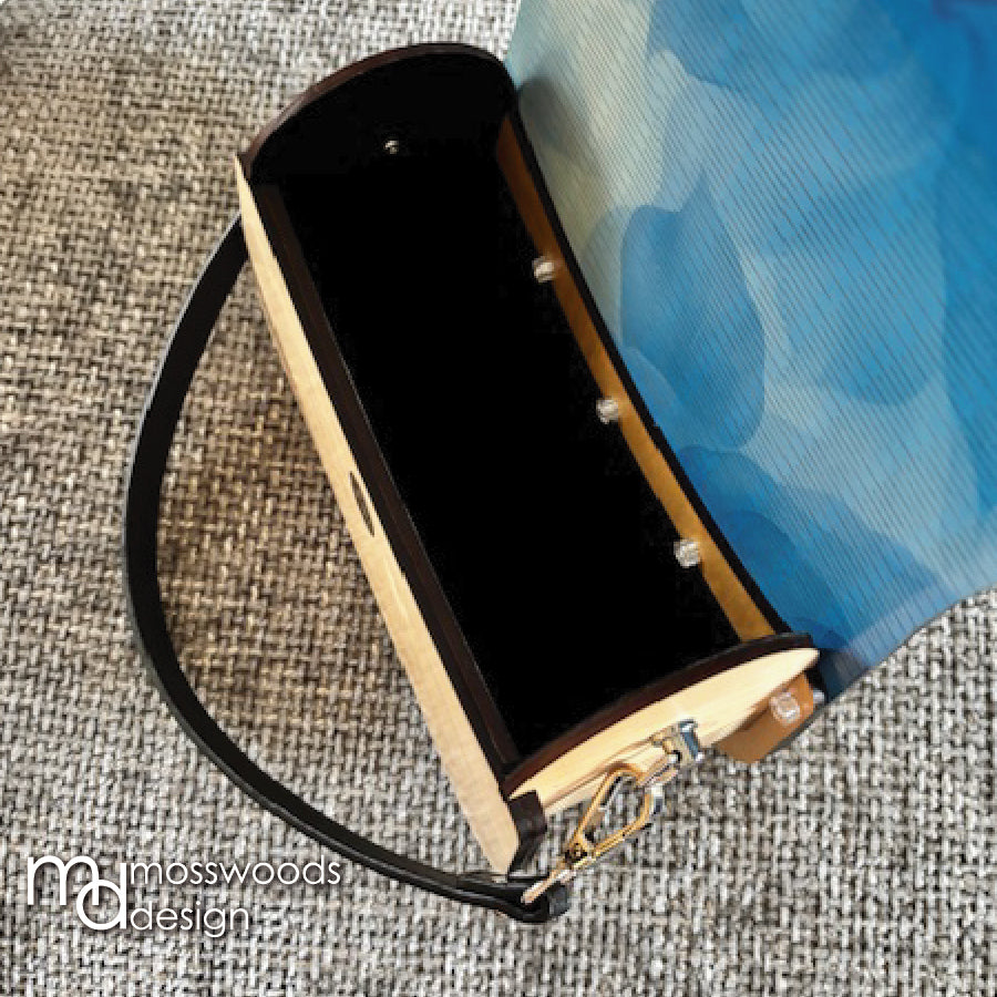 Wood Purse - Maple with Blue Floral