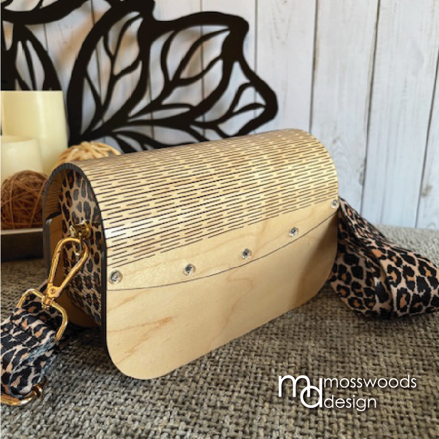 Wood Purse - Maple with Leopard Print