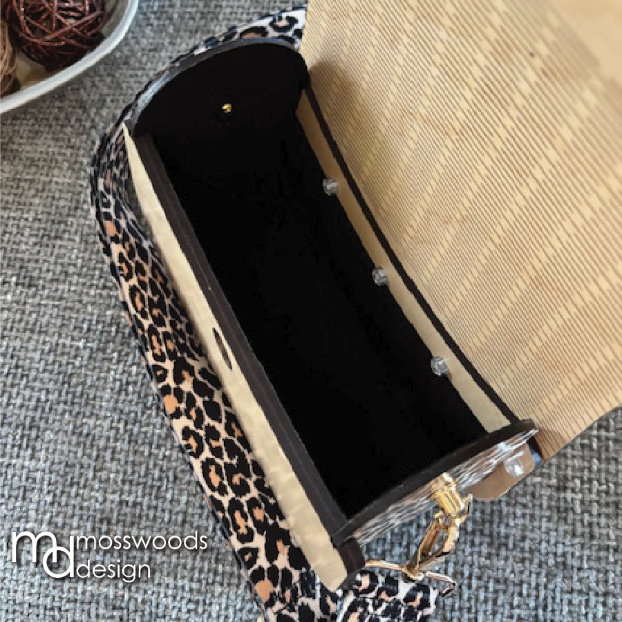 Wood Purse - Maple with Leopard Print