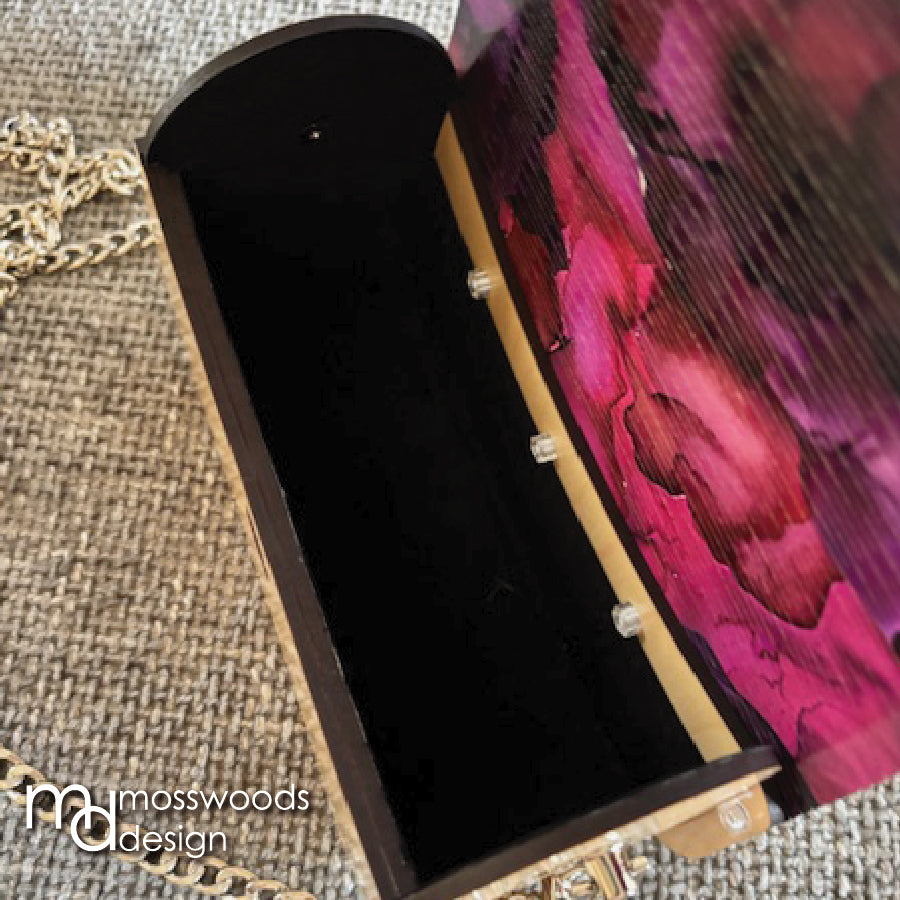 Wood Purse - Maple with Purple Watercolor