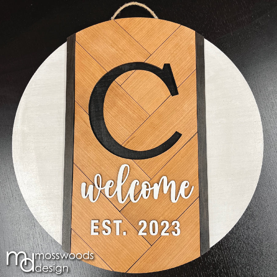 Herringbone Monogram Round