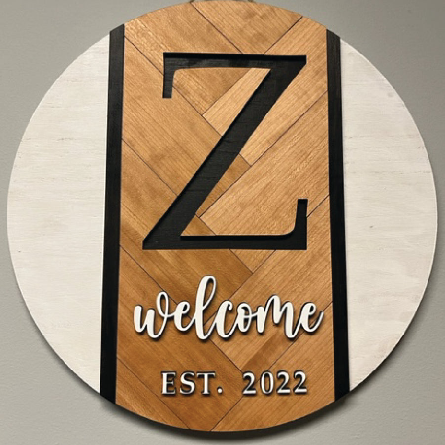 Herringbone Monogram Round