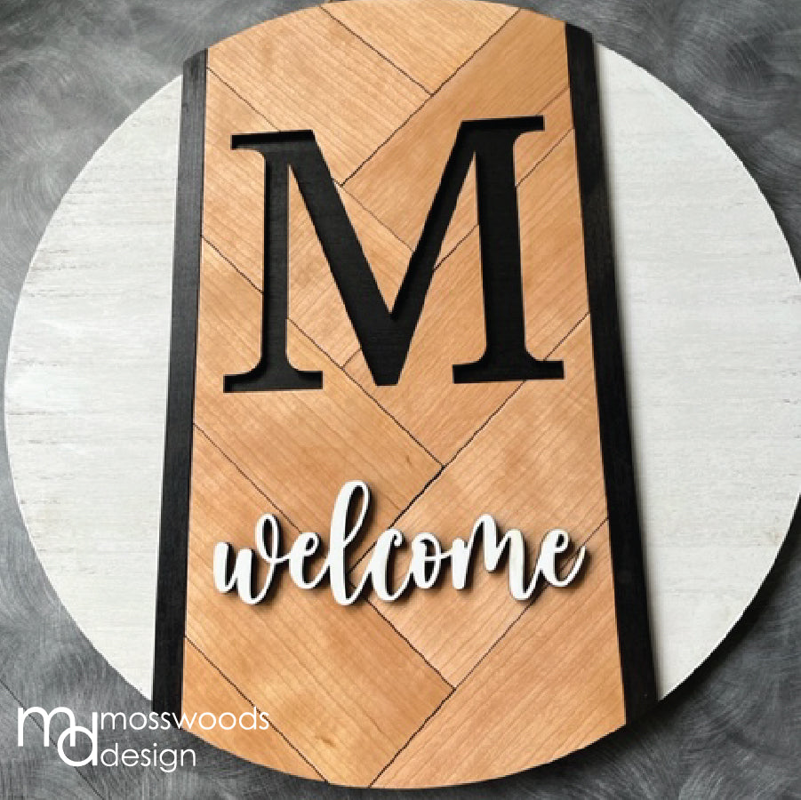 Herringbone Monogram Round