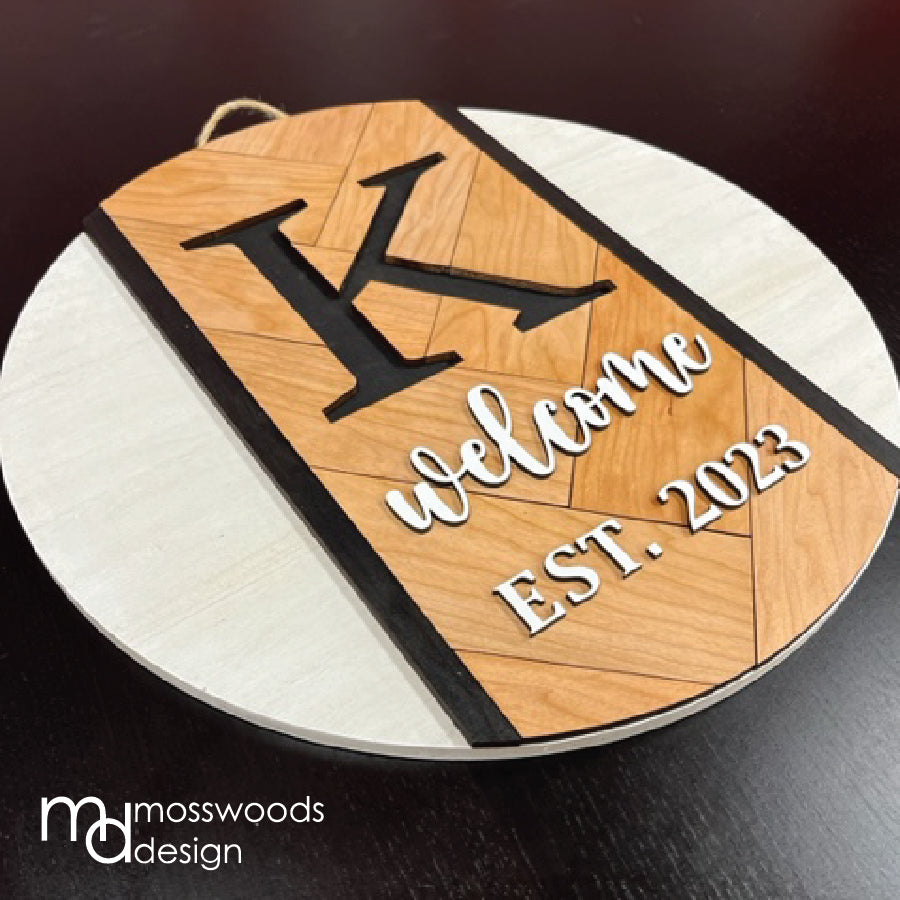 Herringbone Monogram Round