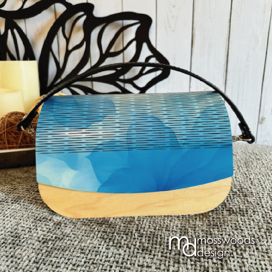 Wood Purse - Maple with Blue Floral