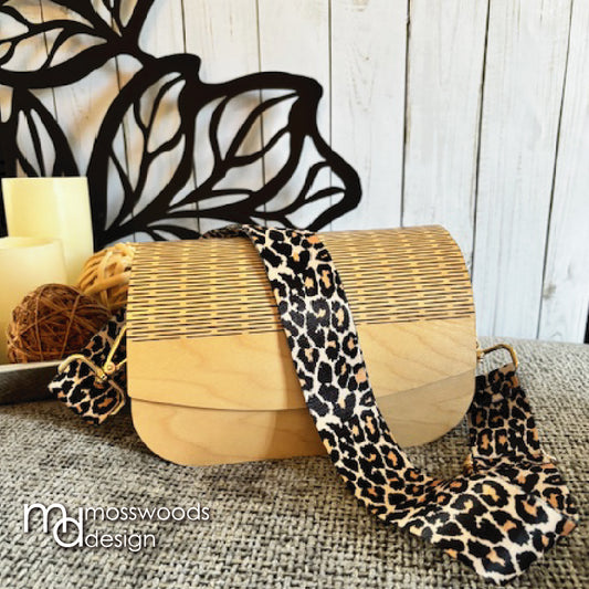 Wood Purse - Maple with Leopard Print