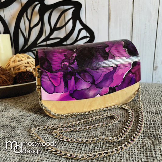 Wood Purse - Maple with Purple Watercolor